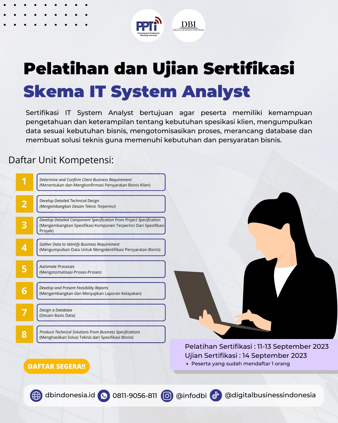 Pelatihan Sertifikasi dan Uji Sertifikasi Skema IT System Analyst